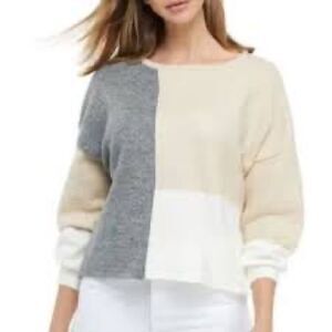 Adyson Parker Color Block Puff Sleeve Sweater oversized Sz XS